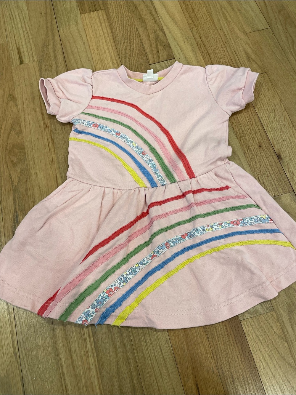 Mini Boden Pink Rainbow Stripe Dress